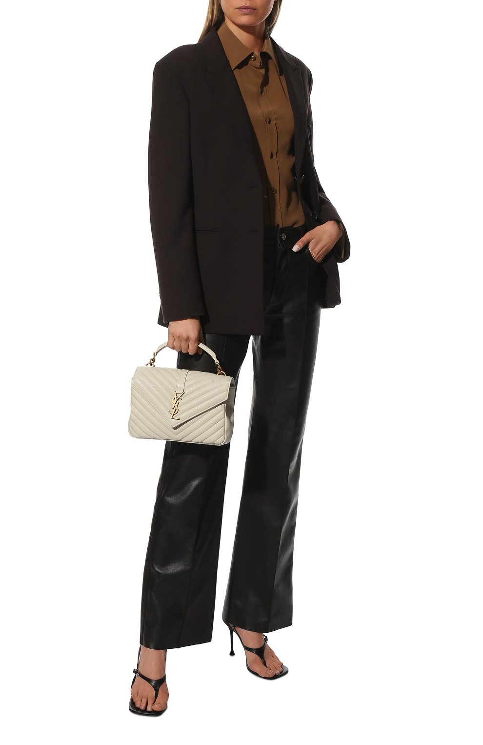 Сумка college medium SAINT LAURENT кремового цвета по цене 339500 руб., арт. 600279/BRM07, фото 3 Сумка college medium SAINT LAURENT, арт. 600279/BRM07, фото 3