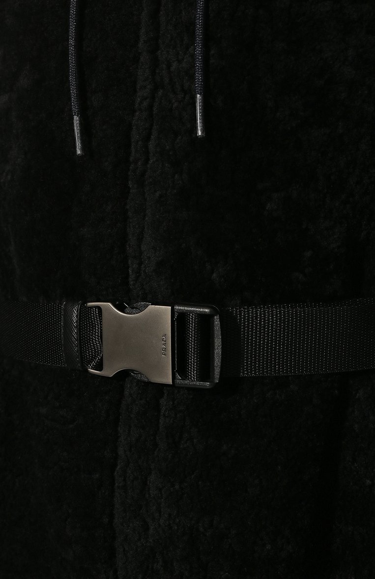 Женская комбинированная дубленка PRADA черного цвета, арт. 56985M-1YDY-F0D9M | Фото 5 (Материал внешний: Натуральный мех; Стили: Кэжуэл; Нос: Не проставлено; Кросс-КТ: Куртка)
