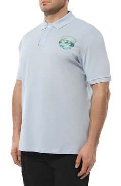 Мужское хлопковое поло PAUL&SHARK светло-голубог�о цвета, арт. 24411352/3XL-6XL | Фото 3 (Застежка: Пуговицы; Рукава: Короткие; Длина (для топов): Удлиненные; Материал сплава: Проставлено; Материал внешний: Хлопок; Драгоценные камни: Проставлено; Стили: Кэжуэл)