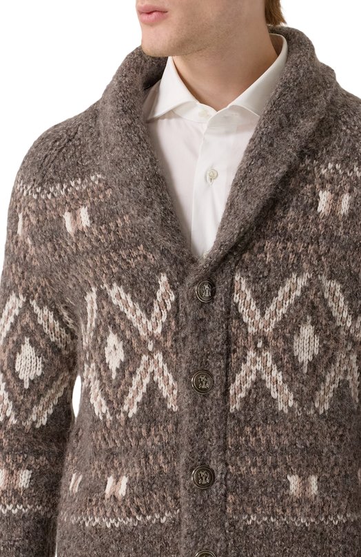 Шерстяной кардиган Brunello Cucinelli M2B301716 Коричневый  M2B301716 Фото 5