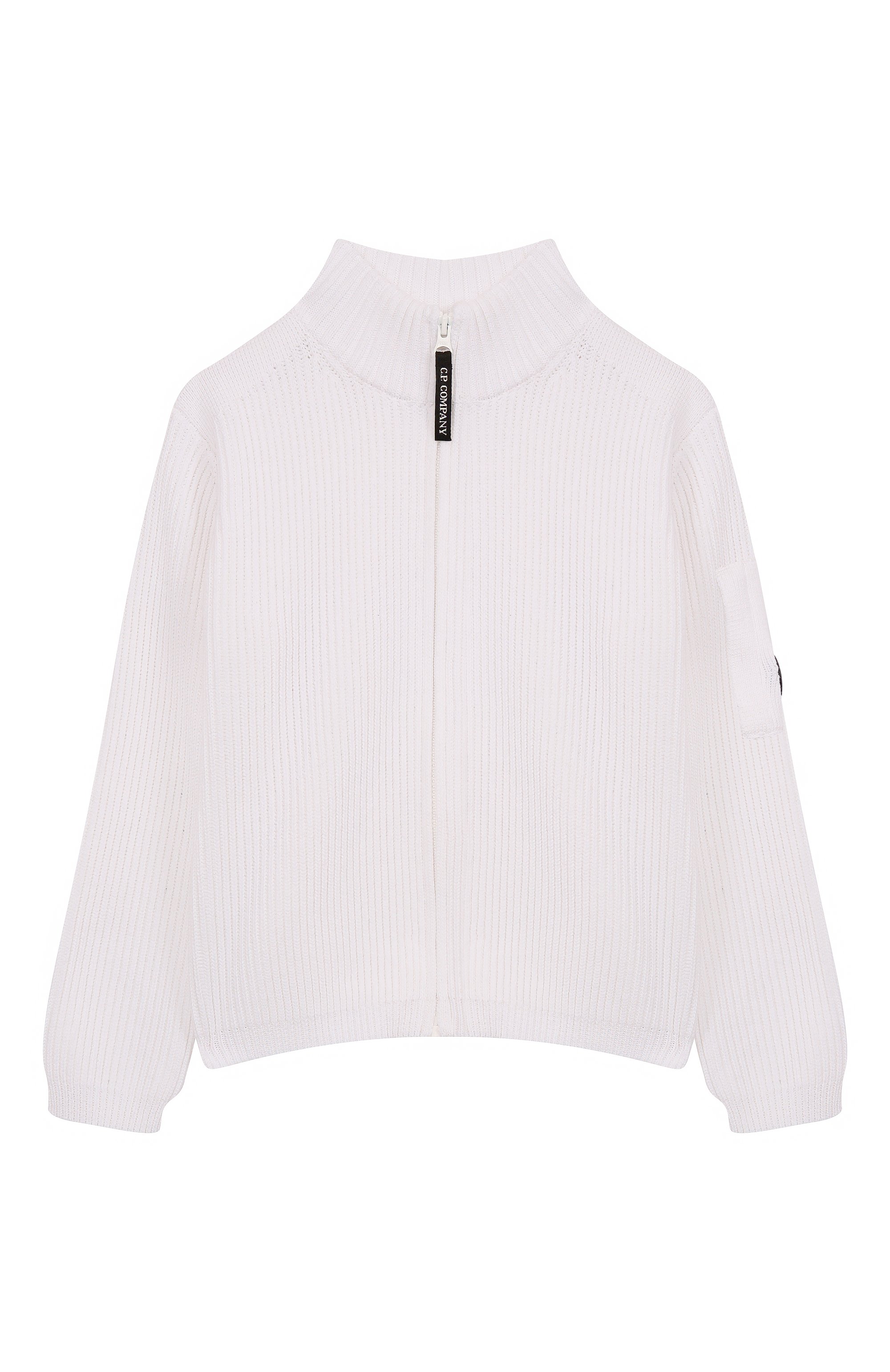 Хлопковый кардиган C.P. COMPANY белого цвета по цене 24200 руб., арт. CUW00G/LHE76/10-14, фото 1 Хлопковый кардиган C.P. COMPANY, арт. CUW00G/LHE76/10-14, фото 1