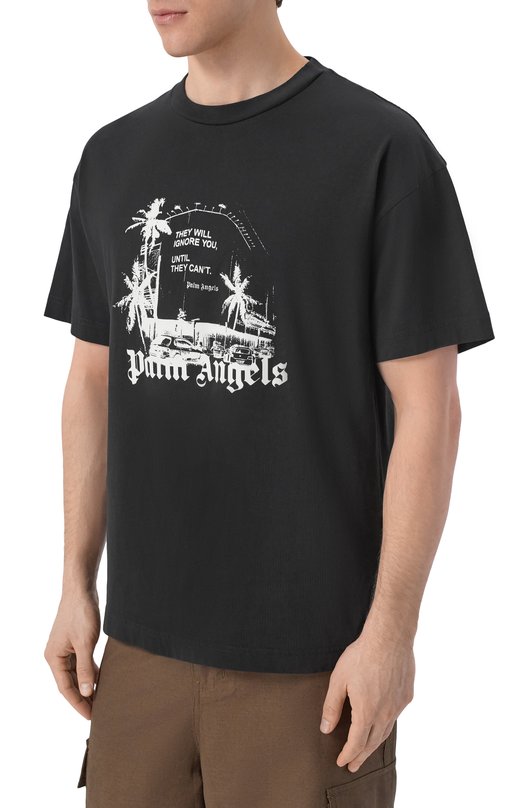Хлопковая футболка Palm Angels PMAA109S26JER006 Чёрный  PMAA109S26JER006 Фото 3