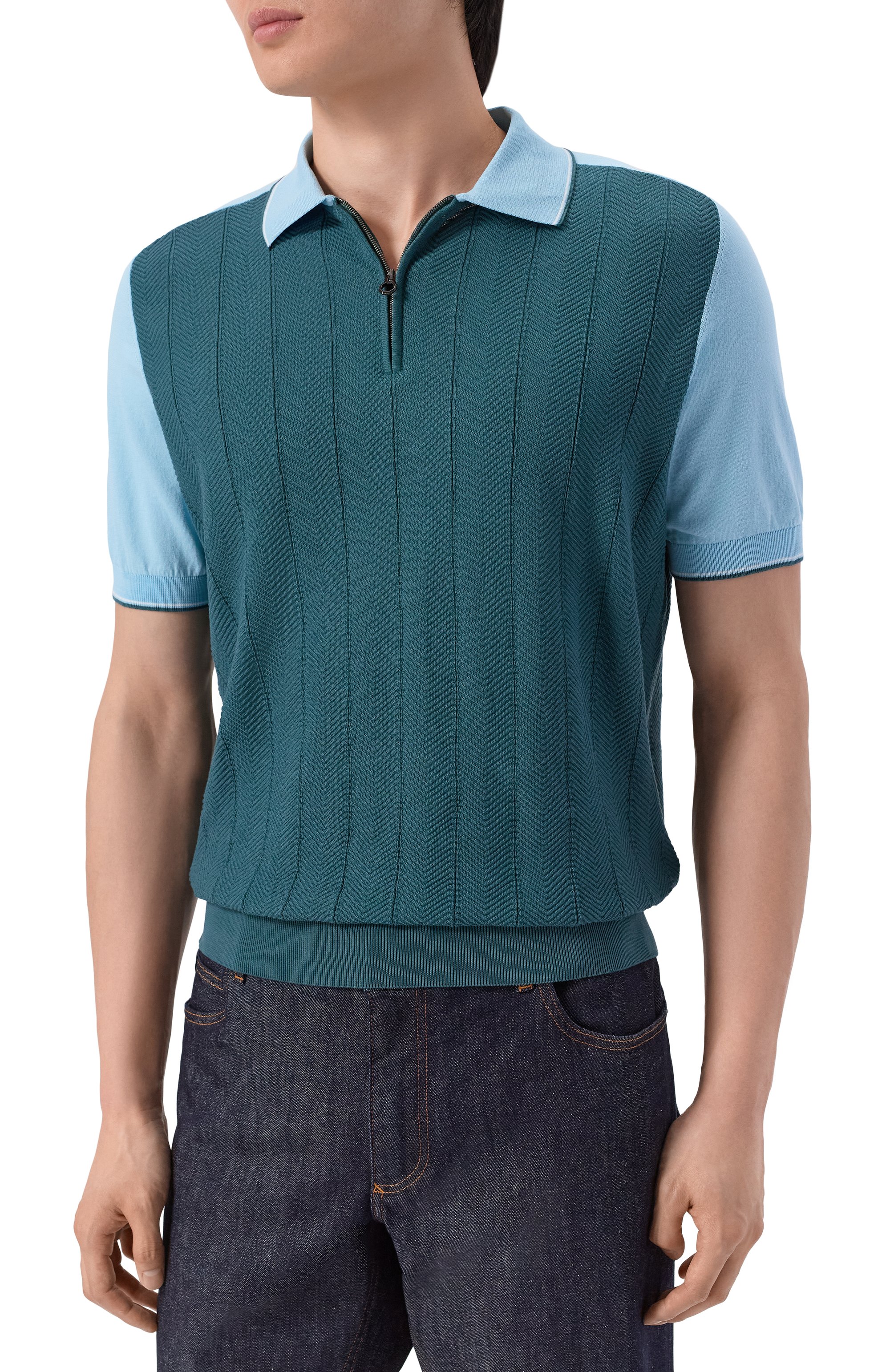 Хлопковое поло STEFANO RICCI бирюзового цвета по цене 110000 руб., арт. K818112P31/F26278, фото 3 Хлопковое поло STEFANO RICCI, арт. K818112P31/F26278, фото 3