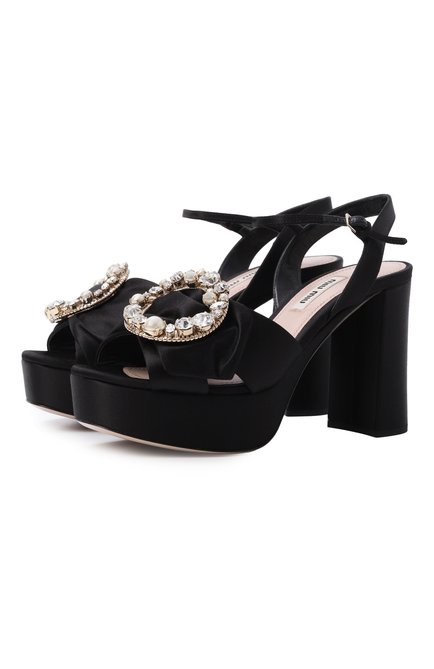 Ж�енские текстильные босоножки MIU MIU, арт. 5XP730-LU2-F0002-095