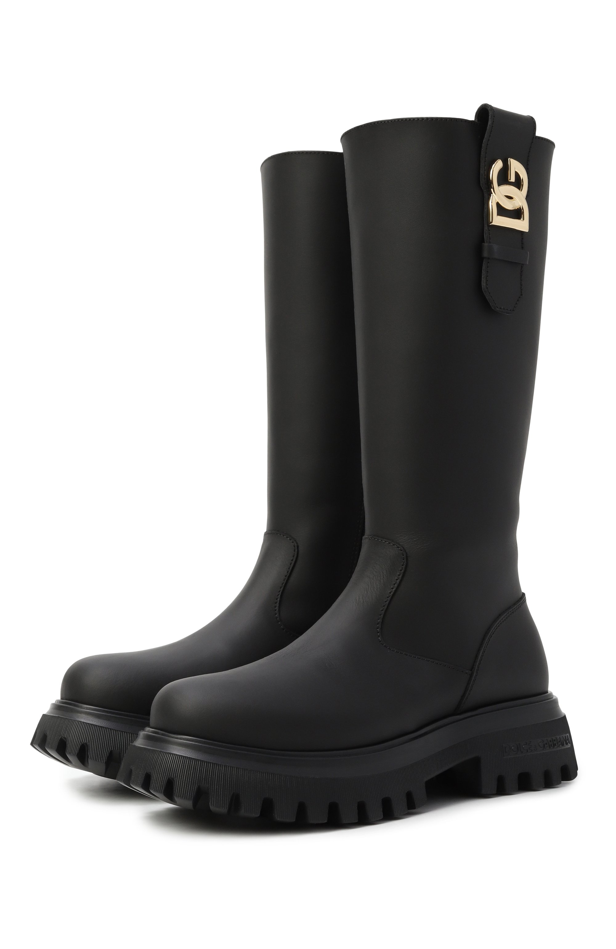 Кожаные сапоги DOLCE & GABBANA черного цвета по цене 72000 руб., арт. D11344/A6L69/37-38, фото 1 Кожаные сапоги DOLCE & GABBANA, арт. D11344/A6L69/37-38, фото 1