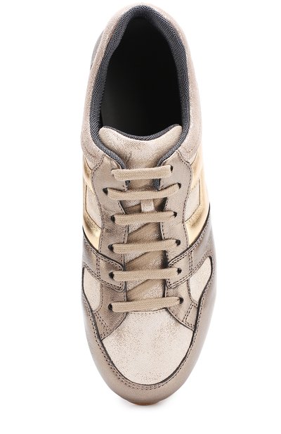 Кожаные кроссовки с металлизированной отделкой на толстой подошве HOGAN, арт. HXR2220T540HAQ596K, фото 4