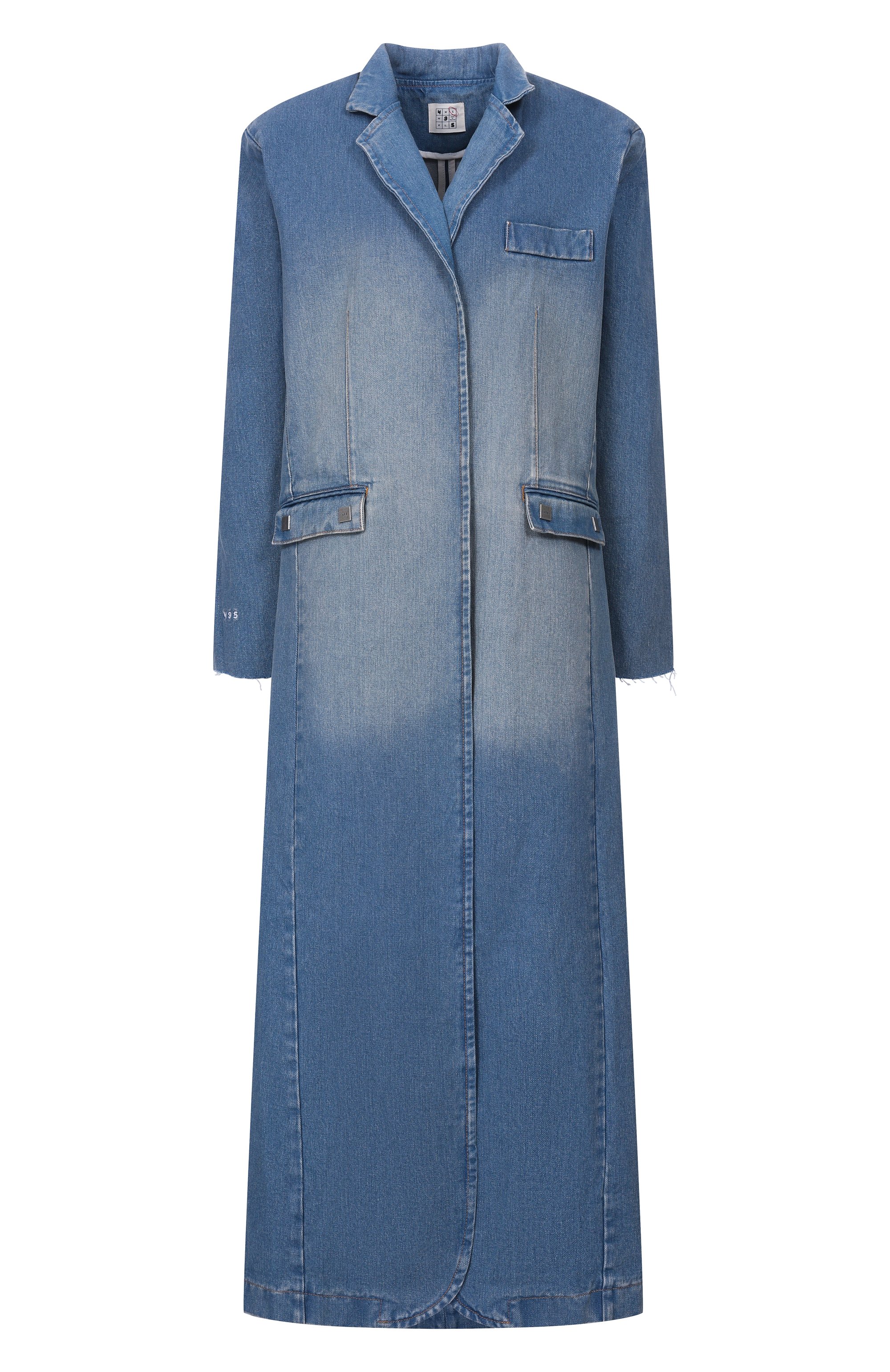 Джинсовое пальто 495 DENIM синего цвета по цене 70000 руб., арт. 949523/PW1LB, фото 1 Джинсовое пальто 495 DENIM, арт. 949523/PW1LB, фото 1