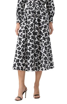 Женская хлопковая юбка MSGM черно-белого цвета, арт. 3841MDD28X/257153 | Фото 3 (Драгоценные камни: Проставлено; Длина Ж (юбки, платья, шорты): Миди; Материал сплава: Проставлено; Кросс-КТ: костюм; Стили: Романтичный; Материал внешний: Хлопок)