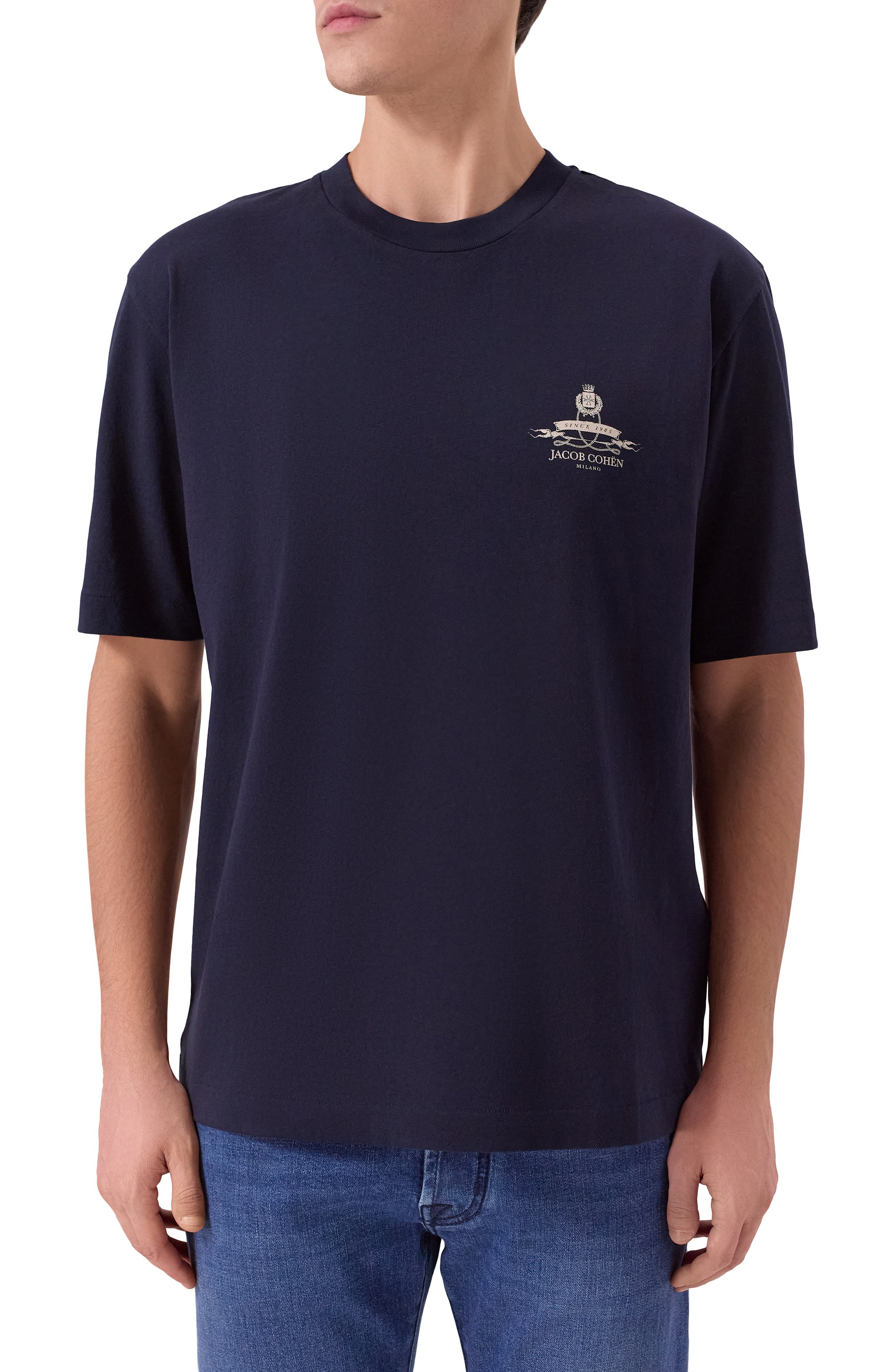 Хлопковая футболка JACOB COHEN темно-синего цвета по цене 25650 руб., арт. JUM_40007 001 M4526 T0, фото 3 Хлопковая футболка JACOB COHEN, арт. JUM_40007 001 M4526 T0, фото 3