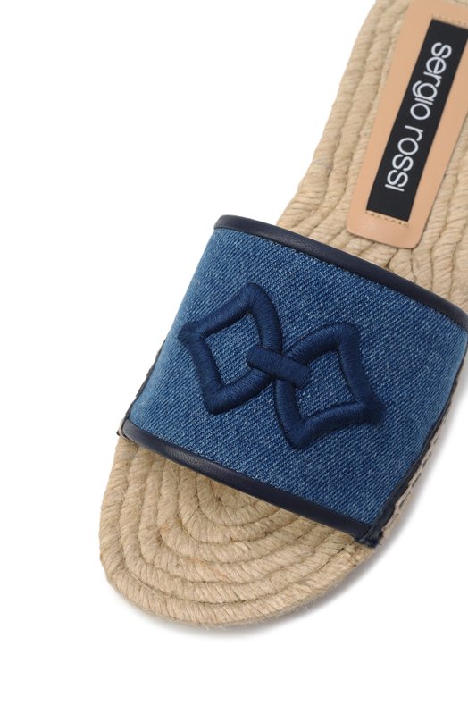 Текстильные шлепанцы sr Sea Scale Embroidery Sergio Rossi B12770/MFL298 Синий  B12770/MFL298 Фото 7