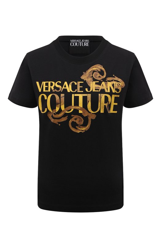 Хлопковая футболка Versace Jeans Couture 76HAHG00/CJ00G Чёрный 76HAHG00/CJ00G