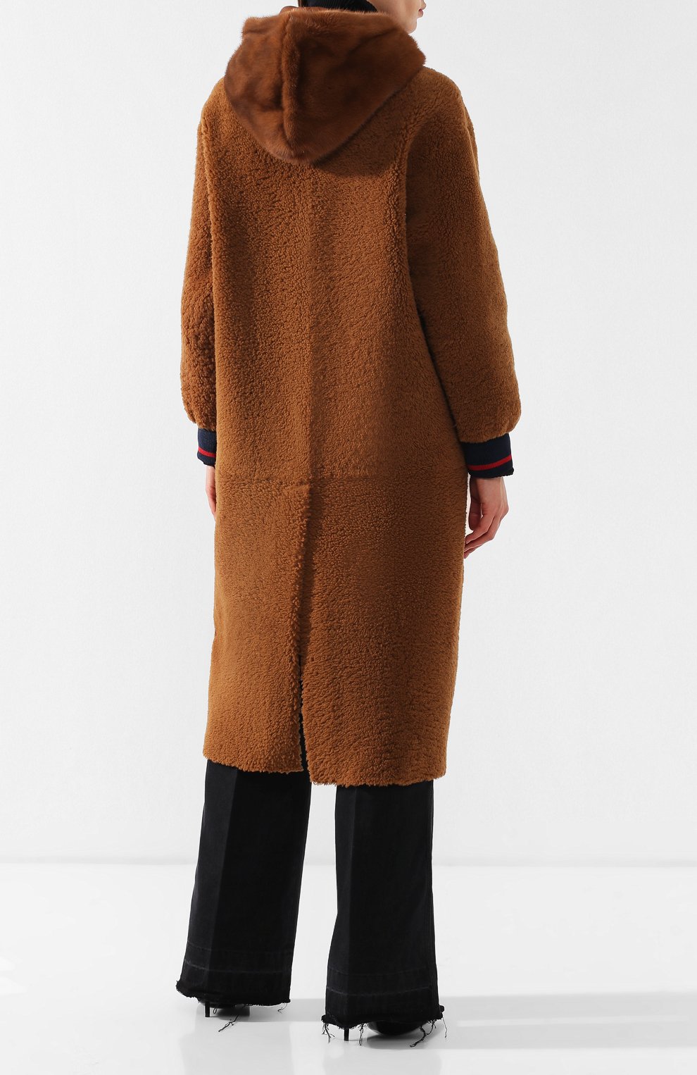 Меховое пальто с капюшоном из овчины INES&MARECHAL, арт. DELTA, фото 4