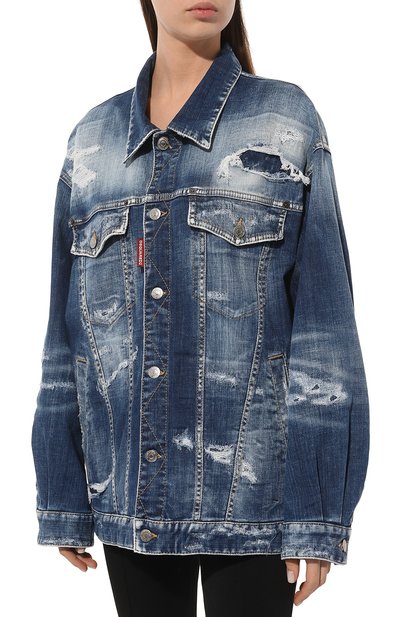 Джинсовая куртка DSQUARED2 синего цвета по цене 87000 руб., арт. S75AM0953/S30342, фото 3 Джинсовая куртка DSQUARED2, арт. S75AM0953/S30342, фото 3