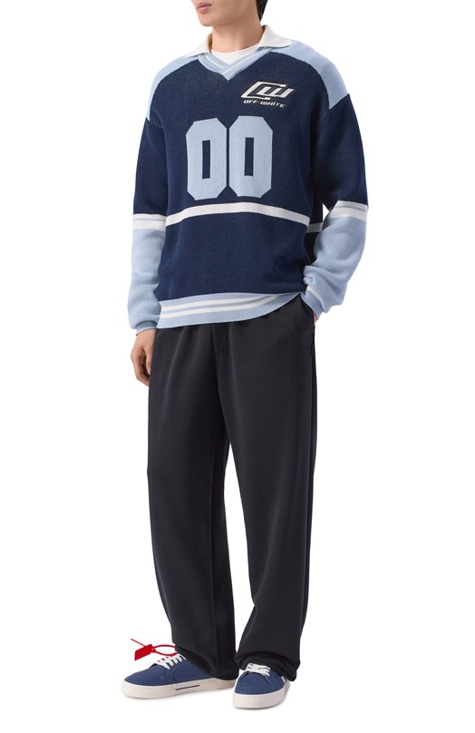 Хлопковый пуловер Off-White 0MHV008S26KNI001 Синий  0MHV008S26KNI001 Фото 2