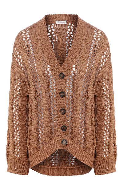 Женский кардиган из смеси хлопка и льна BRUNELLO CUCINELLI, арт. M70310316