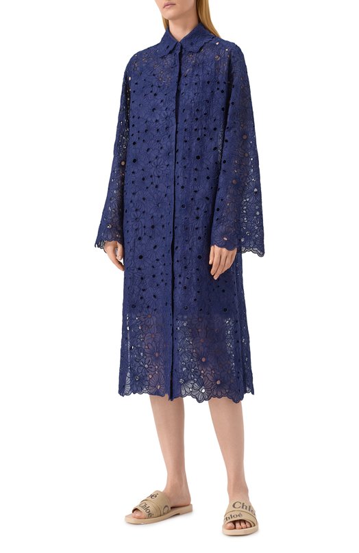 Хлопковое платье Dice Kayek SS25R269 Синий  SS25R269 Фото 3