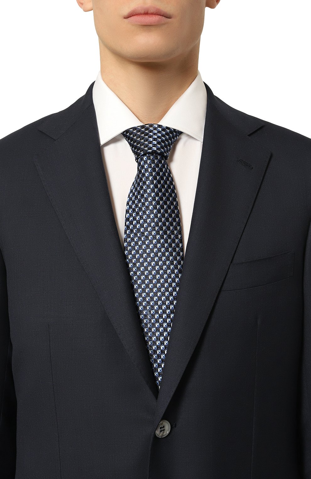 Шелковый галстук ZEGNA темно-синего цвета по цене 26350 руб., арт. 1P8/Z8D85TA8, фото 2 Шелковый галстук ZEGNA, арт. 1P8/Z8D85TA8, фото 2