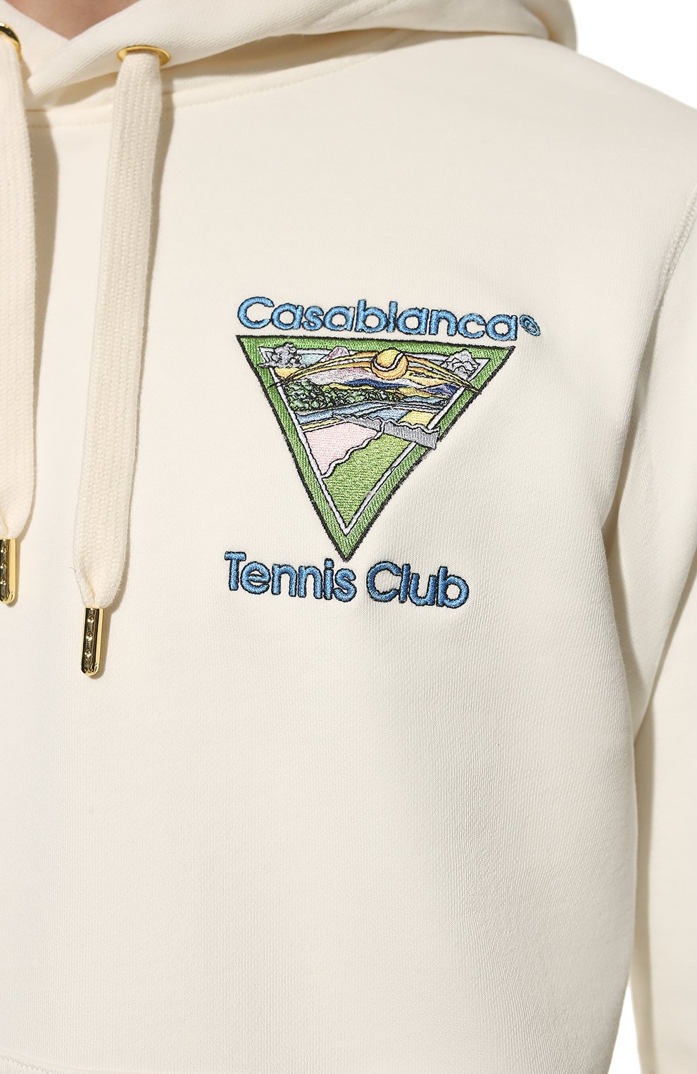 Хлопковое худи CASABLANCA кремового цвета по цене 43850 руб., арт. MS22-JTP-003 0FF-WHITE L00PBACK CASABLANCA TENNIS, фото 5 Хлопковое худи CASABLANCA, арт. MS22-JTP-003 0FF-WHITE L00PBACK CASABLANCA TENNIS, фото 5