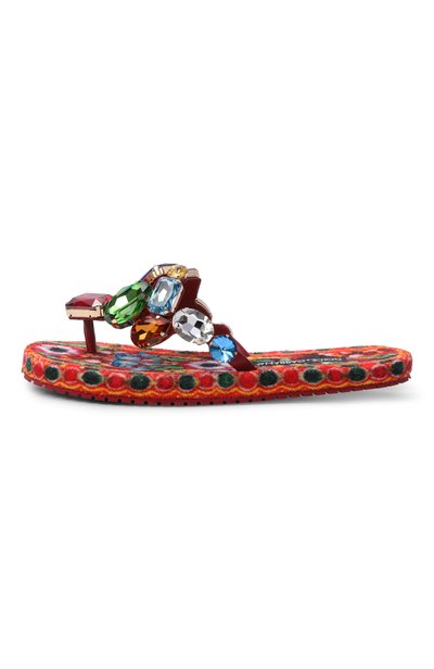 Кожаные шлепанцы DOLCE & GABBANA разноцветного цвета по цене 134000 руб., арт. CQ0706/A0566, фото 4 Кожаные шлепанцы DOLCE & GABBANA, арт. CQ0706/A0566, фото 4