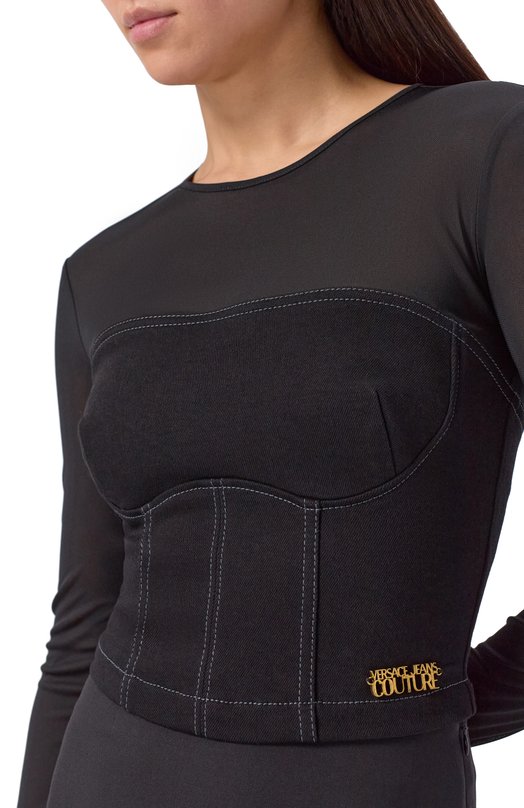 Хлопковый топ Versace Jeans Couture 79HAM252/DT037Q Чёрный  79HAM252/DT037Q Фото 5