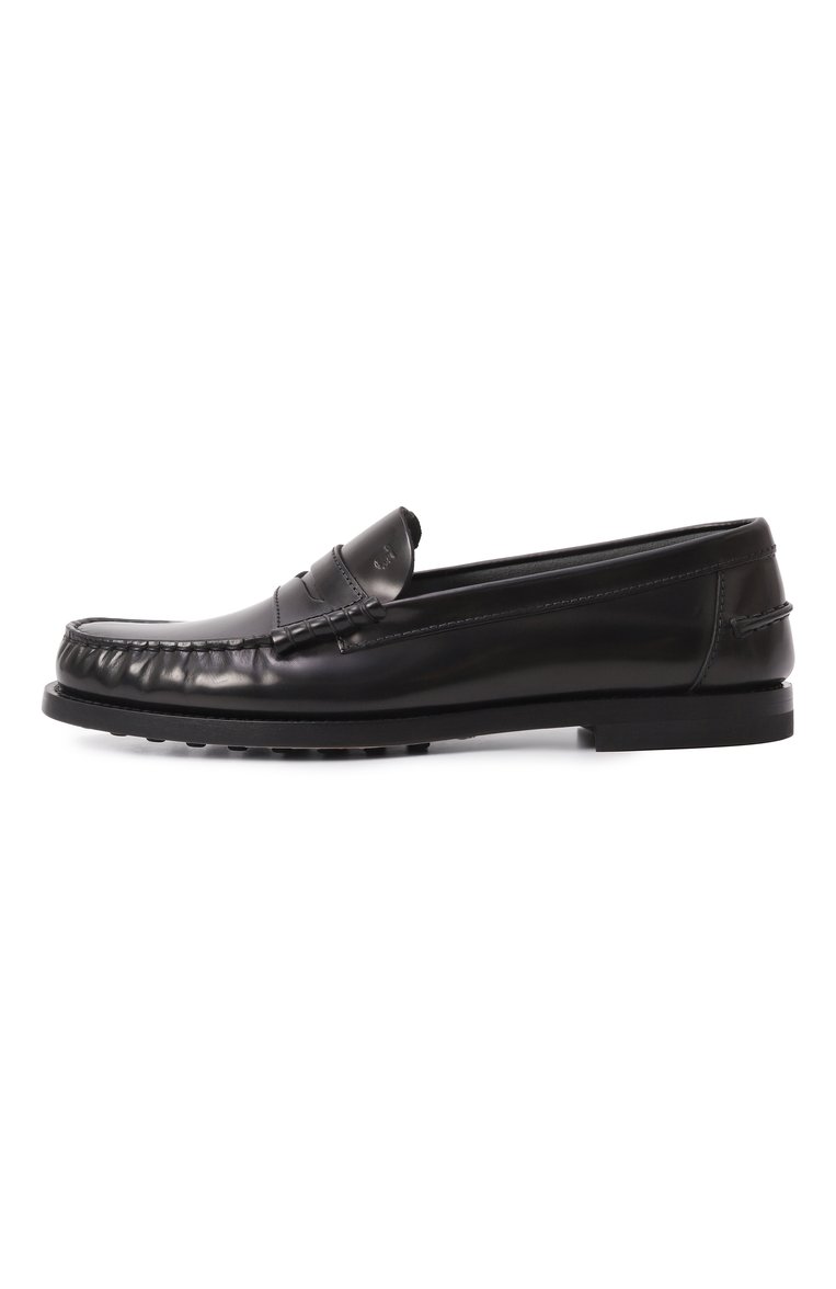Женские кожаные пенни-лоферы TOD’S черного цвета, арт. XXW34L0I010AKT | Фото 4 (Драгоценные камни: Проставлено; Материал сплава: Проставлено; Материал внешний: Натуральная кожа; Материал внутренний: Натуральная кожа; Каблук высота: Низкий; Подошва: Плоская)