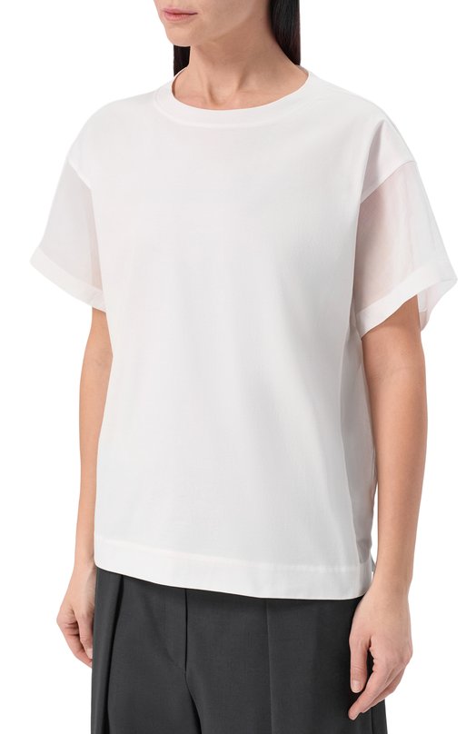 Хлопковая футболка Brunello Cucinelli M0T81BX800 Белый  M0T81BX800 Фото 3