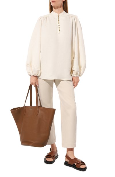 Блузка изо льна и вискозы OLOLOL кремового цвета по цене 39000 руб., арт. OLBL021/9122.101/S23, фото 2 Блузка изо льна и вискозы OLOLOL, арт. OLBL021/9122.101/S23, фото 2