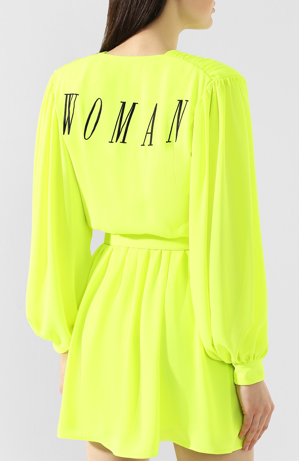 Платье с поясом OFF-WHITE желтого цвета по цене 97000 руб., арт. 0WDB134S19D570486210, фото 4 Платье с поясом OFF-WHITE, арт. 0WDB134S19D570486210, фото 4