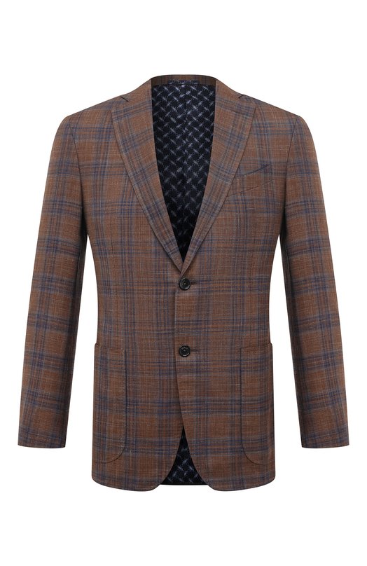 Пиджак из шерсти и шелка Zilli MNT-VG2F-2-C6211/M001 Коричневый MNT-VG2F-2-C6211/M001