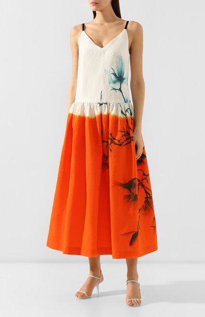 Платье из смеси хлопка и льна DRIES VAN NOTEN оранжевого цвета по цене 93600 руб., арт. 191-11064-7359, фото 3 Платье из смеси хлопка и льна DRIES VAN NOTEN, арт. 191-11064-7359, фото 3