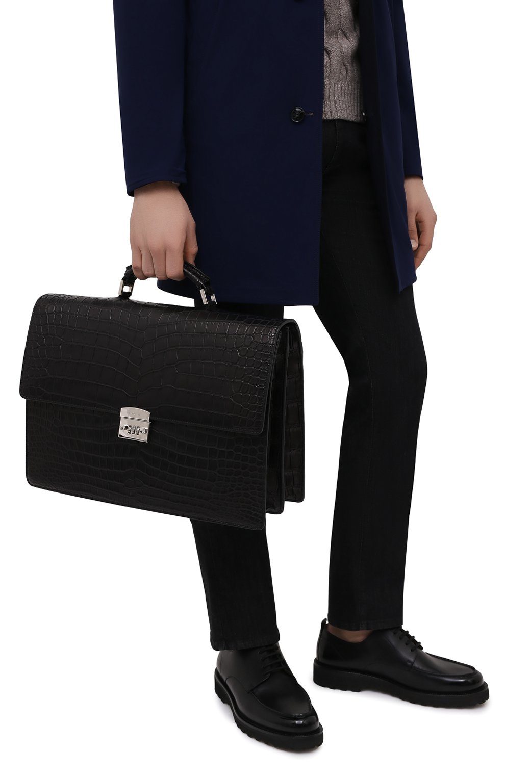 Портфель из кожи крокодила KITON, арт. UBWALLN00730/CP0R, фото 2