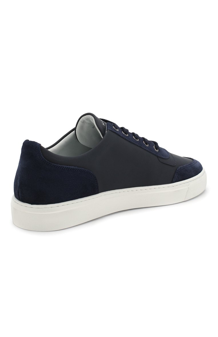 Мужские кожаные кеды HARRYS OF LONDON синего цвета, арт. NIMBLE TECH LEATHER/SUEDE | Фото 4 (Материал внутренний: Н�атуральная кожа; Подошва: Плоская; Статус проверки: Проверена категория; Материал утеплителя: Без утеплителя; Стили: Классический; Драгоценные камни: Проставлено; Материал сплава: Проставлено; Материал внешний: Натуральная кожа; Кросс-КТ: Низкие)