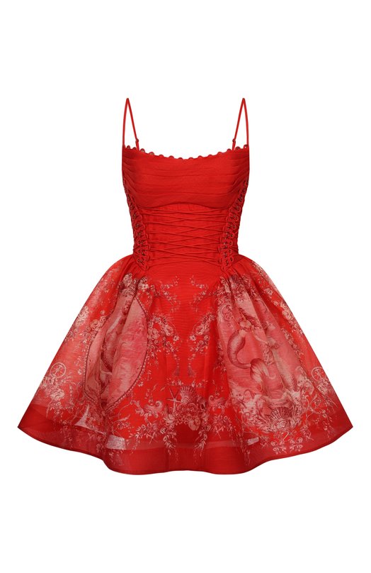 Платье изо льна и шелка Zimmermann 6913DC261 Красный 6913DC261