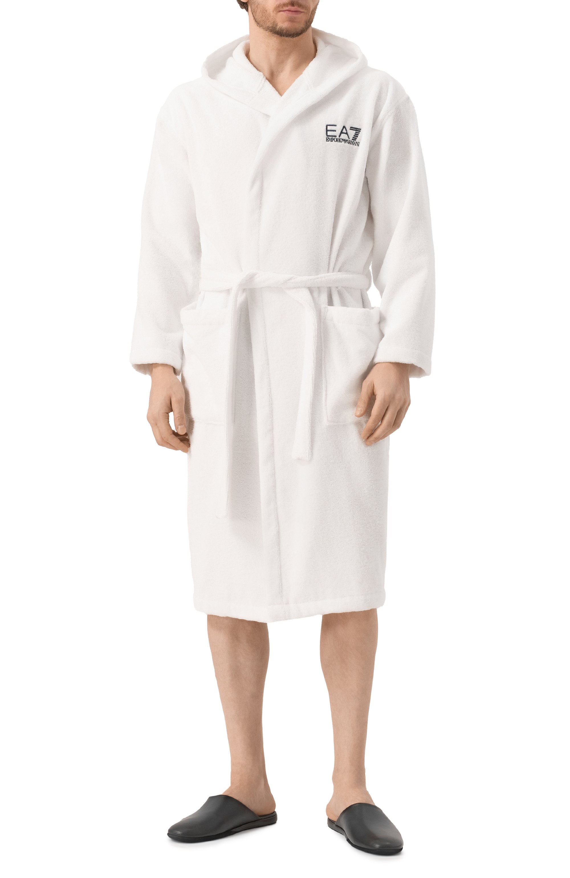 Хлопковый халат EA7 белого цвета по цене 22600 руб., арт. 7M000441/AF14014, фото 2 Хлопковый халат EA7, арт. 7M000441/AF14014, фото 2