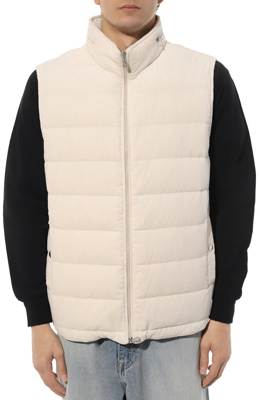 Пуховый жилет из вельвета Brunello Cucinelli ML4631714 Кремовый  ML4631714 Фото 3