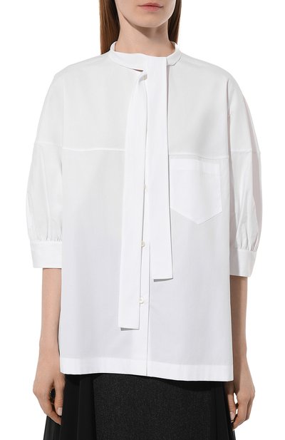 Хлопковая блузка PRADA белого цвета по цене 115000 руб., арт. P495E-1UCX-F0009-211, фото 3 Хлопковая блузка PRADA, арт. P495E-1UCX-F0009-211, фото 3