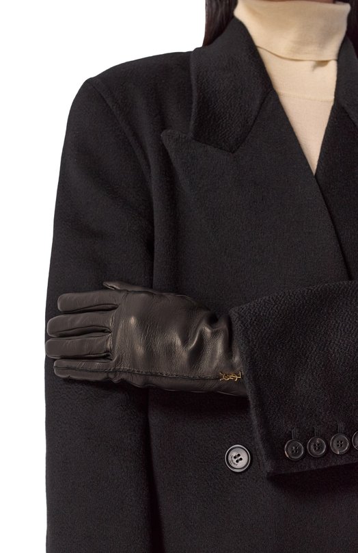 Кожаные перчатки Saint Laurent 802648/3YQ52 Чёрный  802648/3YQ52 Фото 2