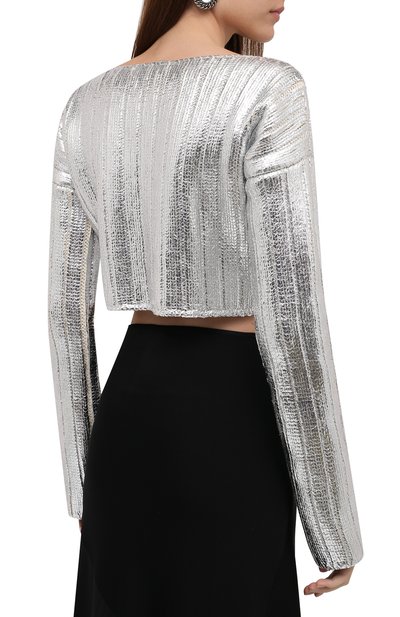Пуловер из шерсти и лиоцелла BALMAIN серебряного цвета по цене 118500 руб., арт. WF0KA020/K334, фото 4 Пуловер из шерсти и лиоцелла BALMAIN, арт. WF0KA020/K334, фото 4