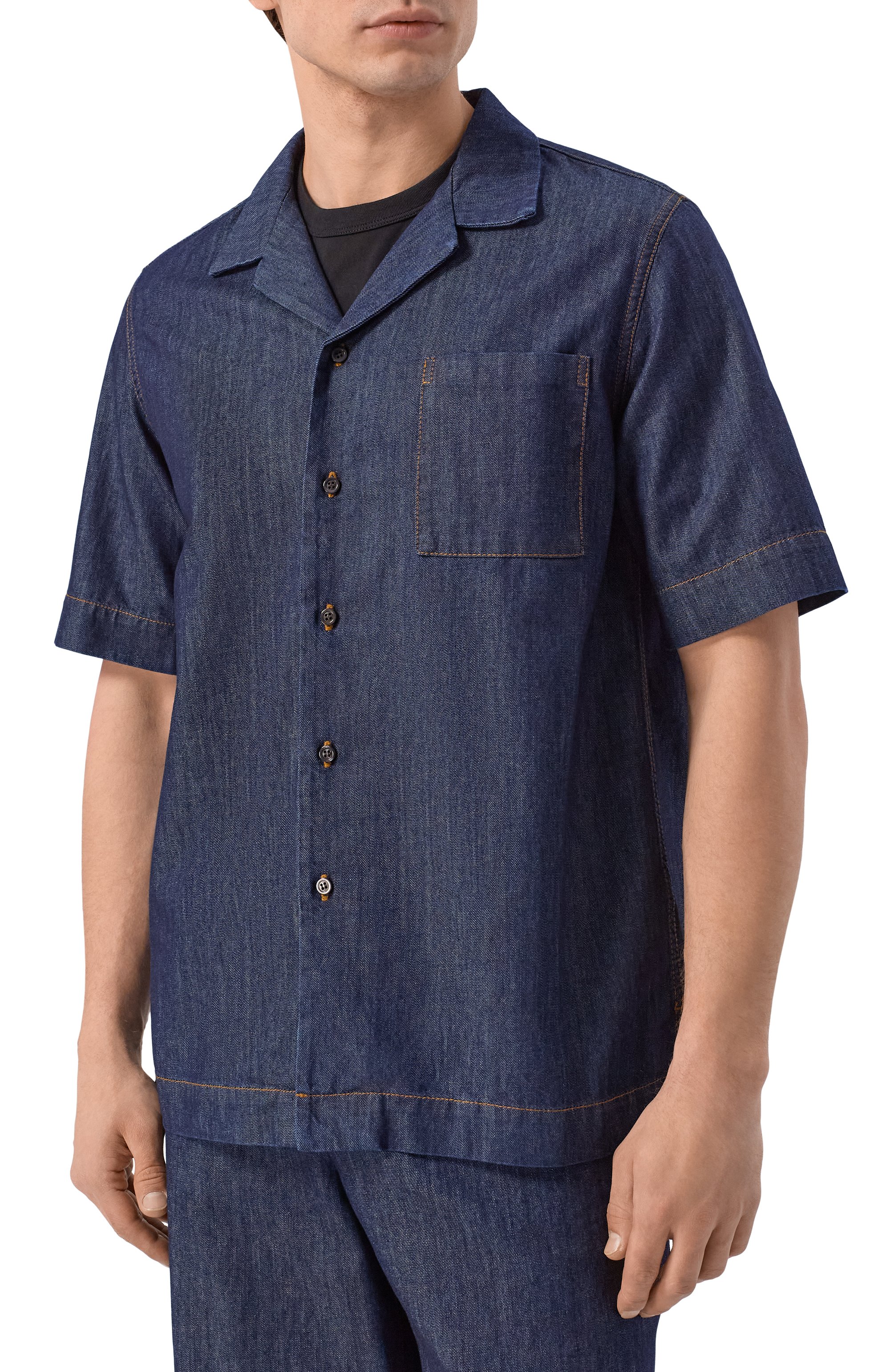 Джинсовая рубашка DRIES VAN NOTEN темно-синего цвета по цене 49950 руб., арт. 020743/3386, фото 3 Джинсовая рубашка DRIES VAN NOTEN, арт. 020743/3386, фото 3