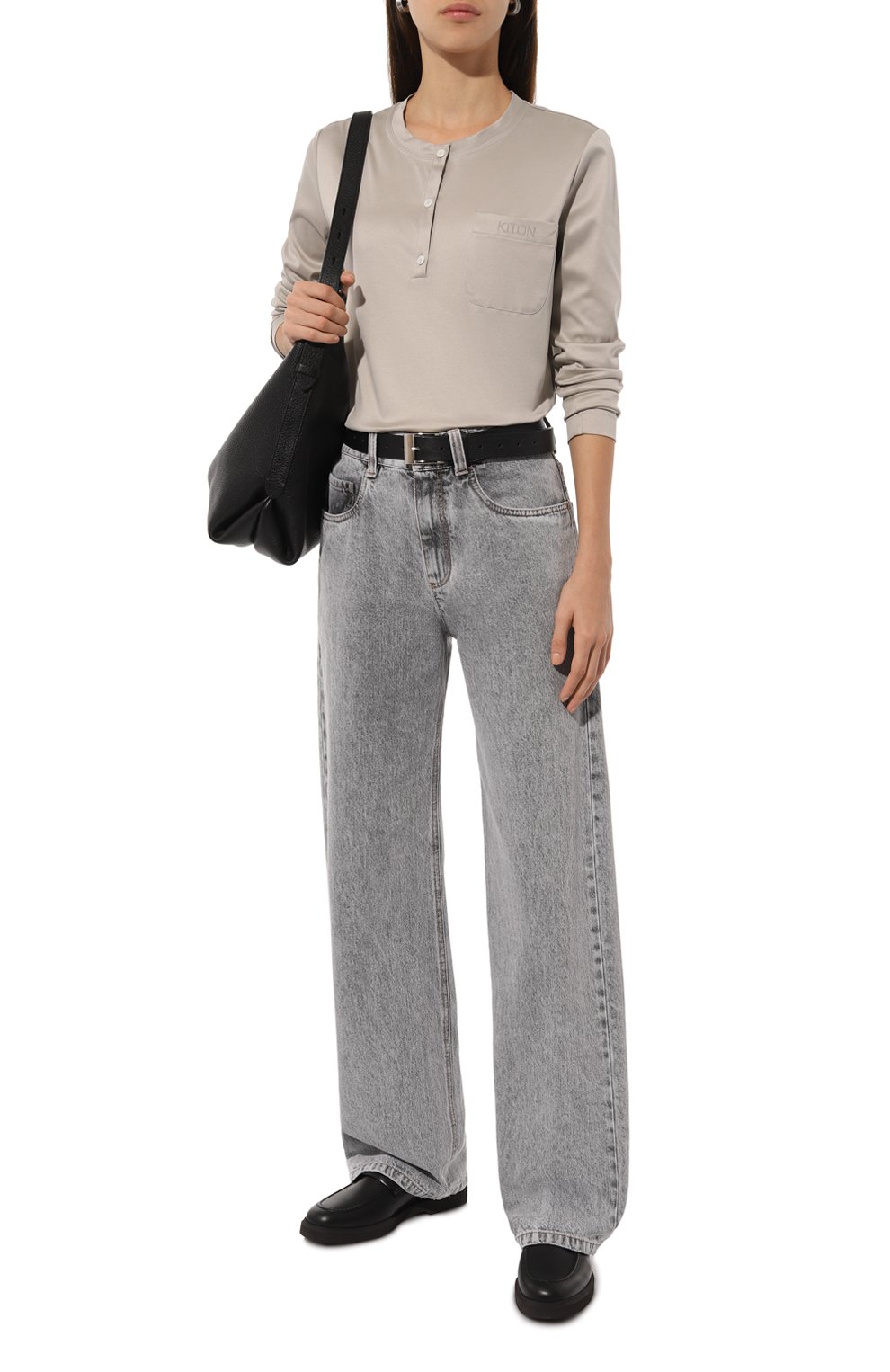 Хлопковый лонгслив-хенли KITON, арт. D58438H080511111, фото 2