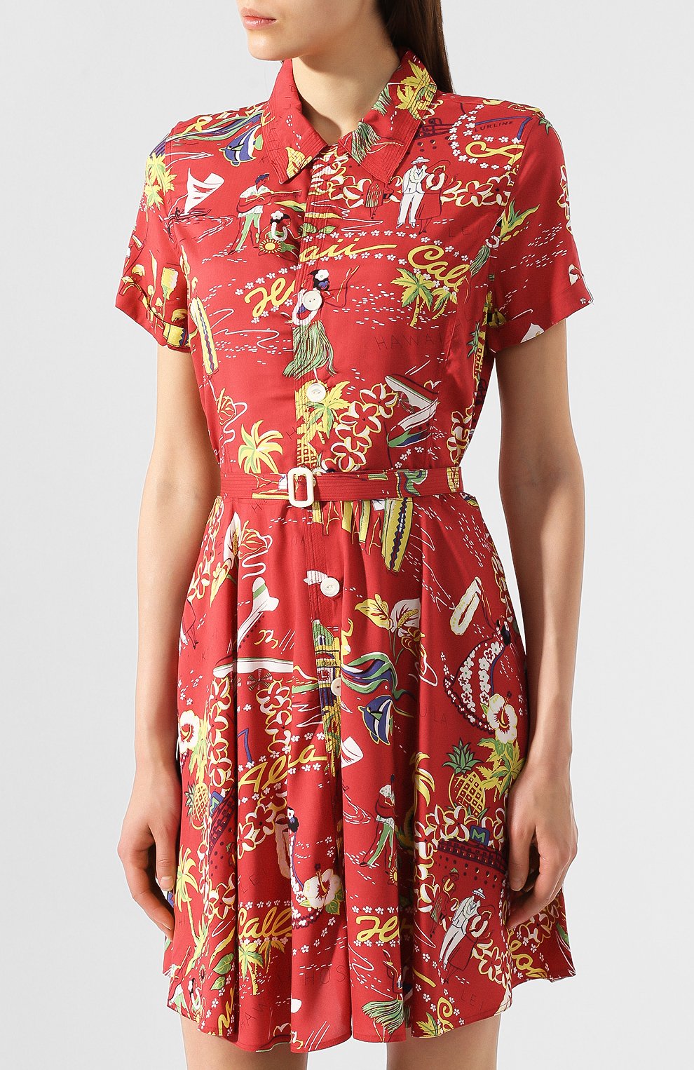 Платье с поясом POLO RALPH LAUREN красного цвета по цене 23950 руб., арт. 211753214, фото 3 Платье с поясом POLO RALPH LAUREN, арт. 211753214, фото 3