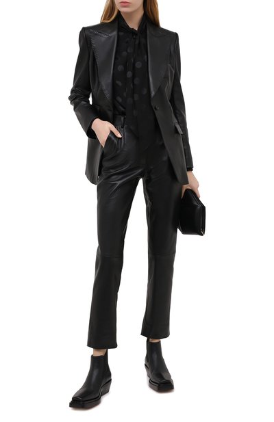 Кожаные брюки DOLCE & GABBANA черного цвета по цене 370500 руб., арт. FTBYFL/HULJ8, фото 2 Кожаные брюки DOLCE & GABBANA, арт. FTBYFL/HULJ8, фото 2