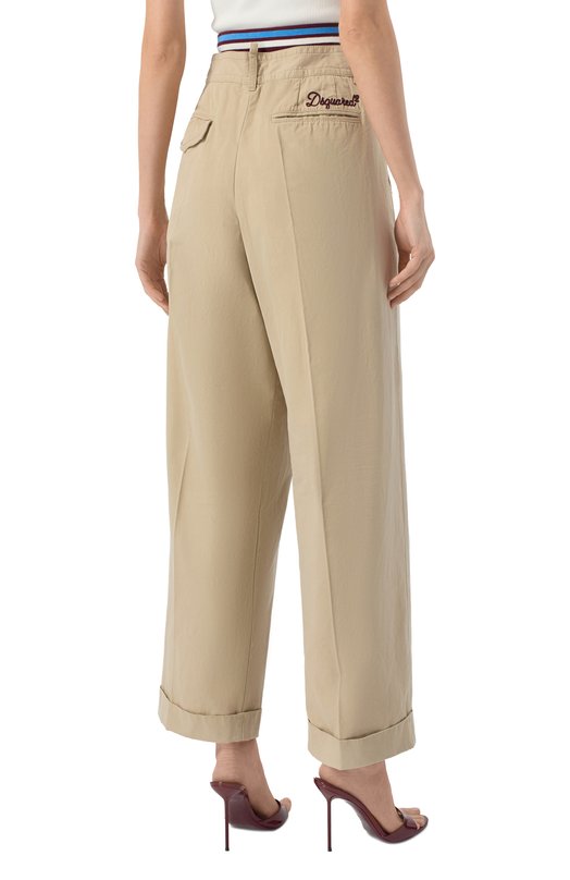 Хлопковые брюки Dsquared2 S75KB0548/D35426 Бежевый  S75KB0548/D35426 Фото 4