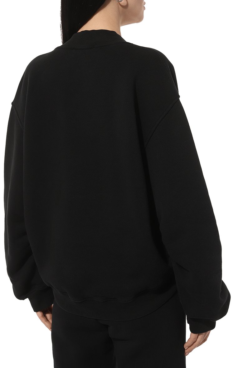 Женский хлопковый пуловер THE ATTICO черного цвета, арт. 241WCF10/JF04 | Фото 4 (Рукава: Длинные; Длина (для топов): Стандартные; Материал сплава: Проставлено; Материал внешний: Хлопок; Женское Кросс-КТ: Пуловер-одежда; Драгоценные камни: Проставлено; Стили: Кэжуэл)