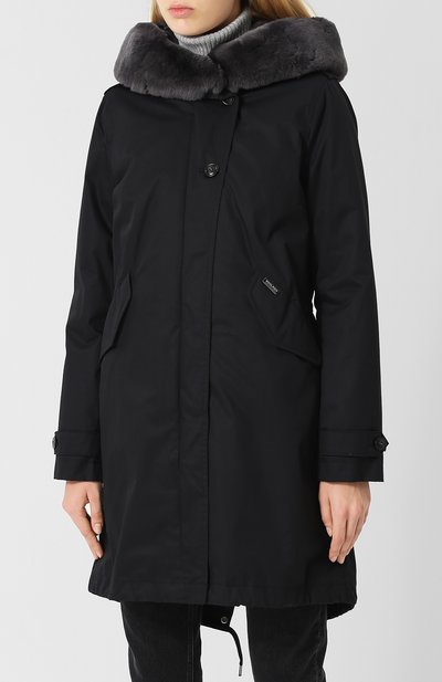 Хлопковая парка с капюшоном из меха кролика WOOLRICH, арт. WWCPS2629/LM10, фото 3
