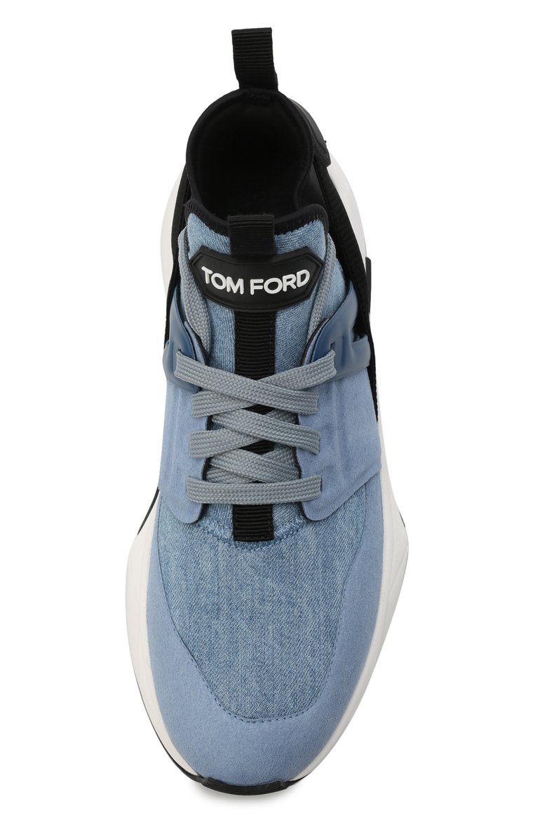 Женские текстильные кроссовки jago TOM FORD голубого цвета, арт. W2818N-T0F011 | Фото 6 (Материал утеплителя: Без утеплителя; Подошва: Платформа; Материал внутренний: Текстиль, Натуральная кожа; Материал внешний: Текстиль; Региональные ограничения белый список (Axapta Mercury): RU; Стили: Кэжуэл; Нос: Не проставлено; Кросс-КТ: Низкие; толщина подошвы: 4; ширина носка стельки: 9)