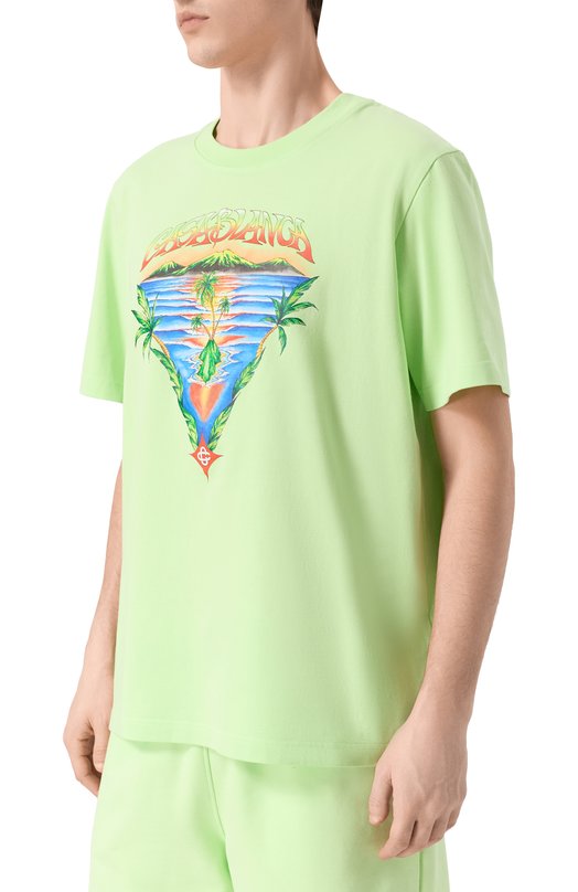 Хлопковая футболка Casablanca M-SP26-JTS-001-20-EX-BC Зелёный  M-SP26-JTS-001-20-EX-BC Фото 3