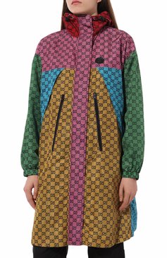 Женская куртка GUCCI разноцветного цвета, арт. 658179 Z8AOP | Фото 3 (Кросс-КТ: Куртка, Ветровка; Рукава: Длинные; Длина (верхняя одежда): До колена; Материал внешний: Синтетический материал; Материал сплава: Проставлено; Стили: Спорт-шик; Драгоценные камни: Проставлено)