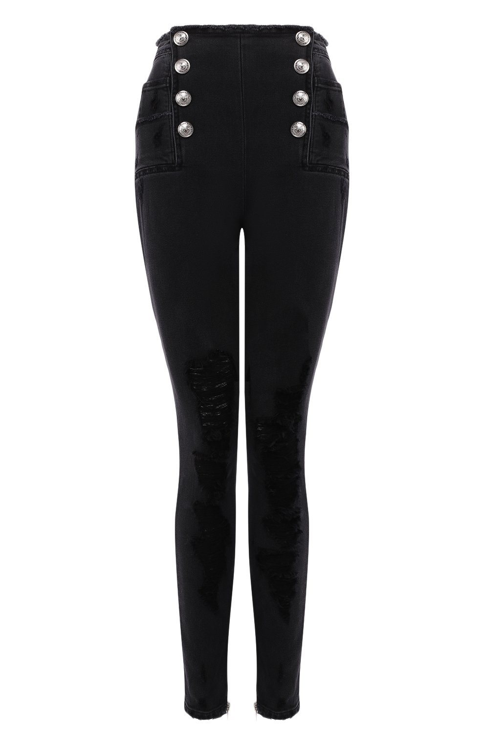 Джинсы с потертостями BALMAIN черного цвета по цене 106500 руб., арт. RF15306/D027, фото 1 Джинсы с потертостями BALMAIN, арт. RF15306/D027, фото 1