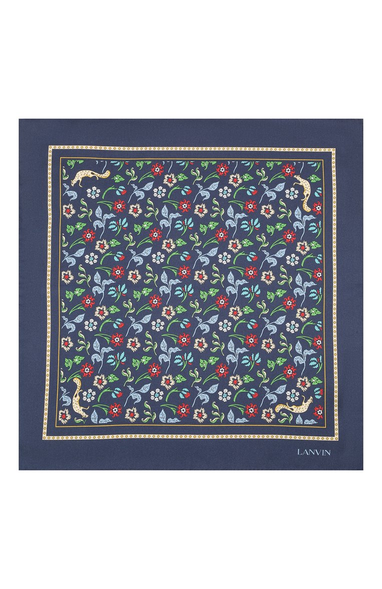 Мужской шелковый платок LANVIN темно-синего цвета, арт. 2830/HANDKERCHIEF | Фото 3 (Материал: Текстиль, Шелк; Нос: Не проставлено)